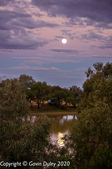 Moon, lake near Winton