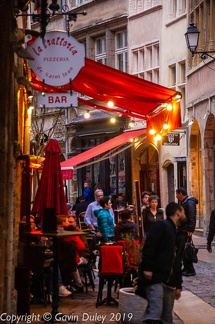 Restaurant scene, evening, Vieux Lyon